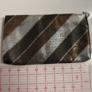 Vintage Whiting & Davis Bronze, Silver and Charcoal Metallic Mesh clutch.